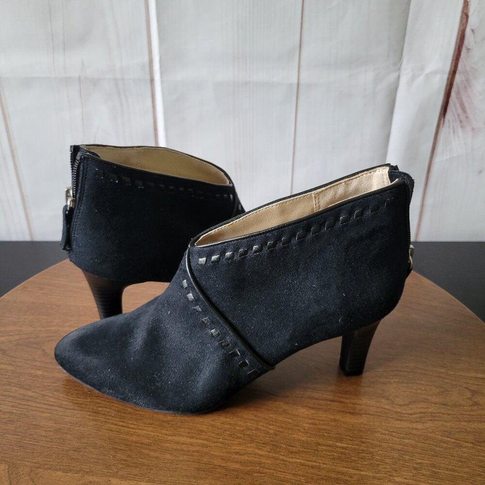Life Stride Giada Women’s Ankle Booties, Sz 8W, Black, Zip-up Back, Dress Heels.